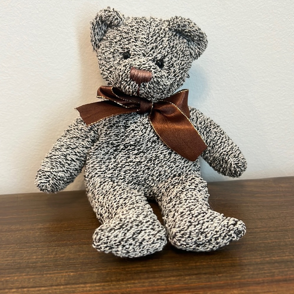 Rich Vintage Teddy Bear With a Scarf Glass Eyes size 7.75”, Cute Vintage